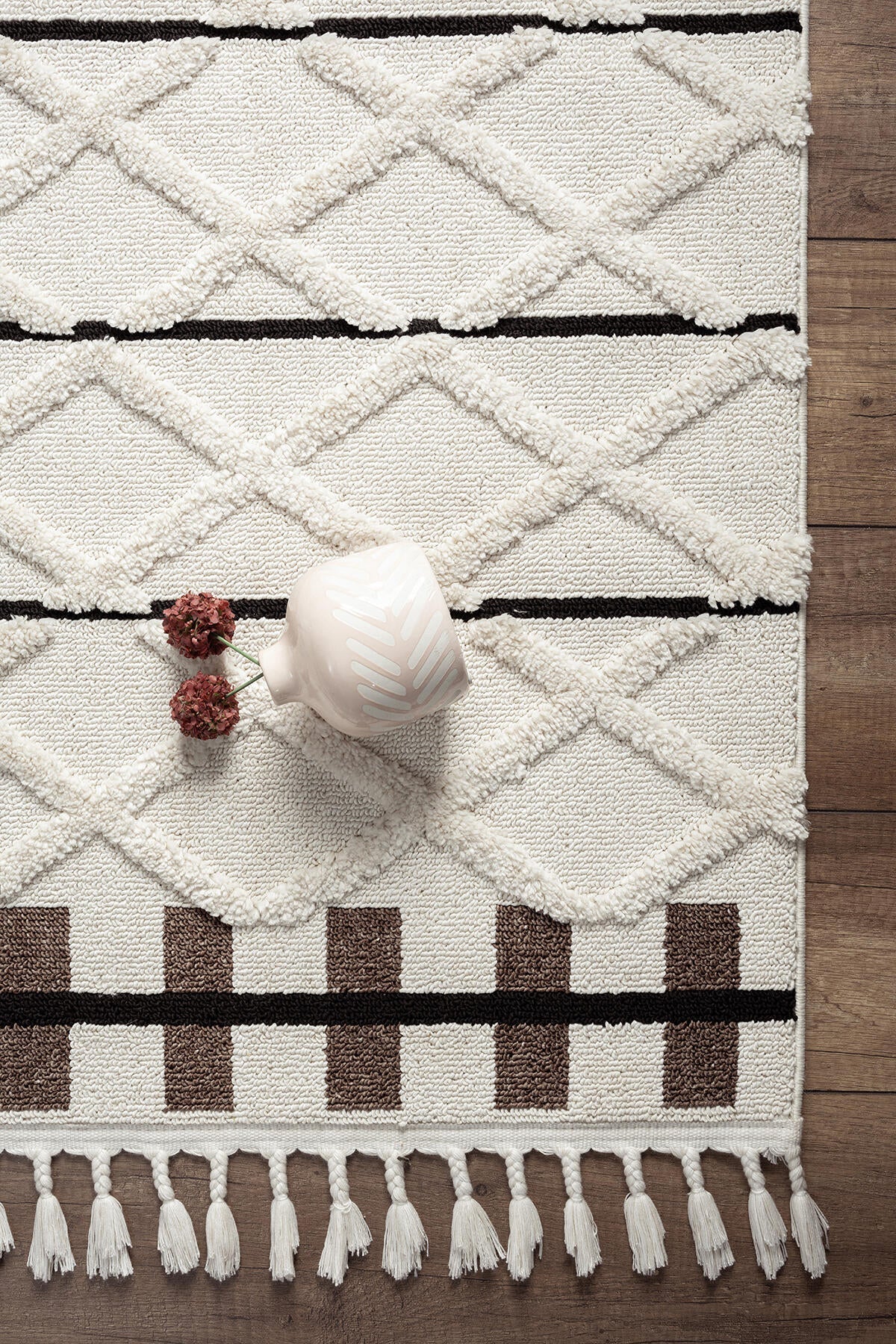 Empera-Bilbao Winter White Modern İSkandinav Saçaklı Halı-4-Milagron.com