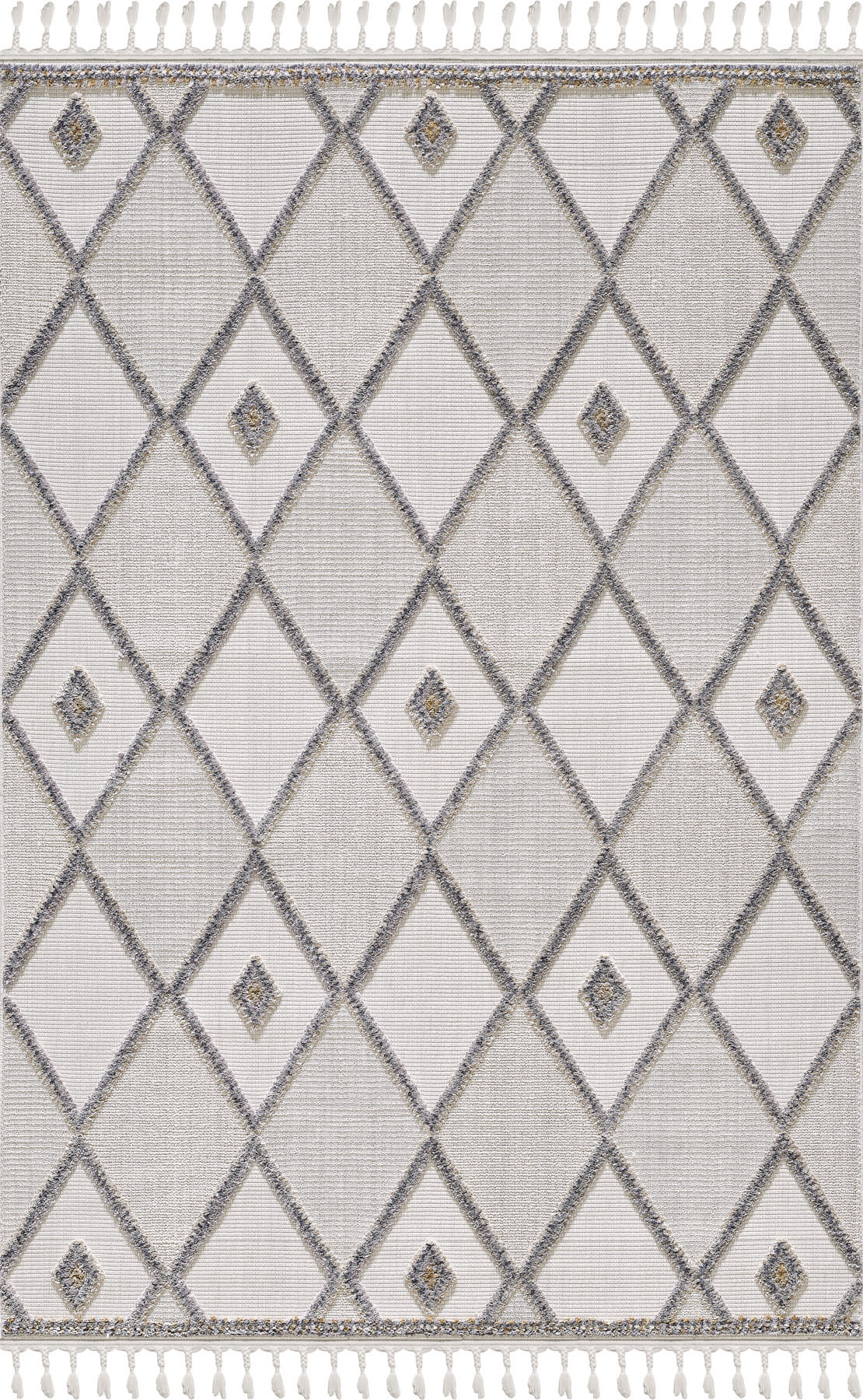 Empera-Ibiza Bold Geometrik Çizgili Toz Vermeyen İSkandinav Desen Saçaklı Halı-1-Milagron.com