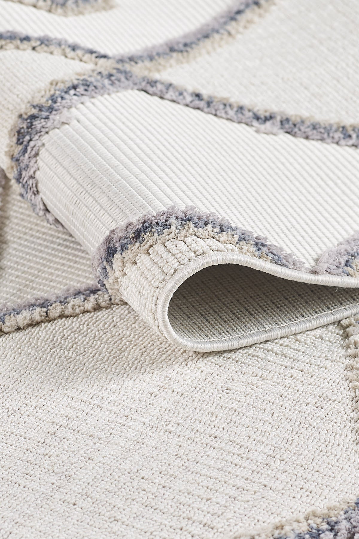 Empera-Ibiza Bold Geometrik Çizgili Toz Vermeyen İSkandinav Desen Saçaklı Halı-3-Milagron.com