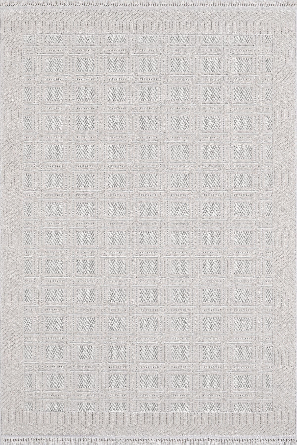 Empera-Indiana Square Takma Saçaklı Modern Salon Halısı-1-Milagron.com