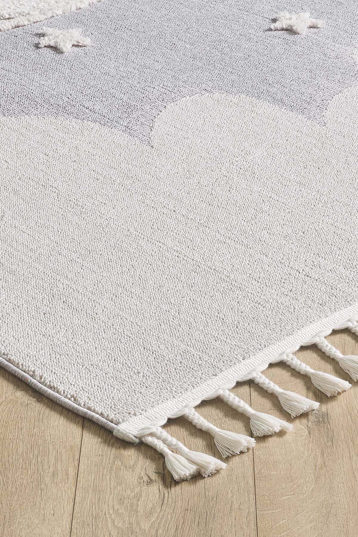 Empera-Kids Cloudy Figürlü Takma Saçaklı Antialerjik Dikdörtgen Halı-2-Milagron.com