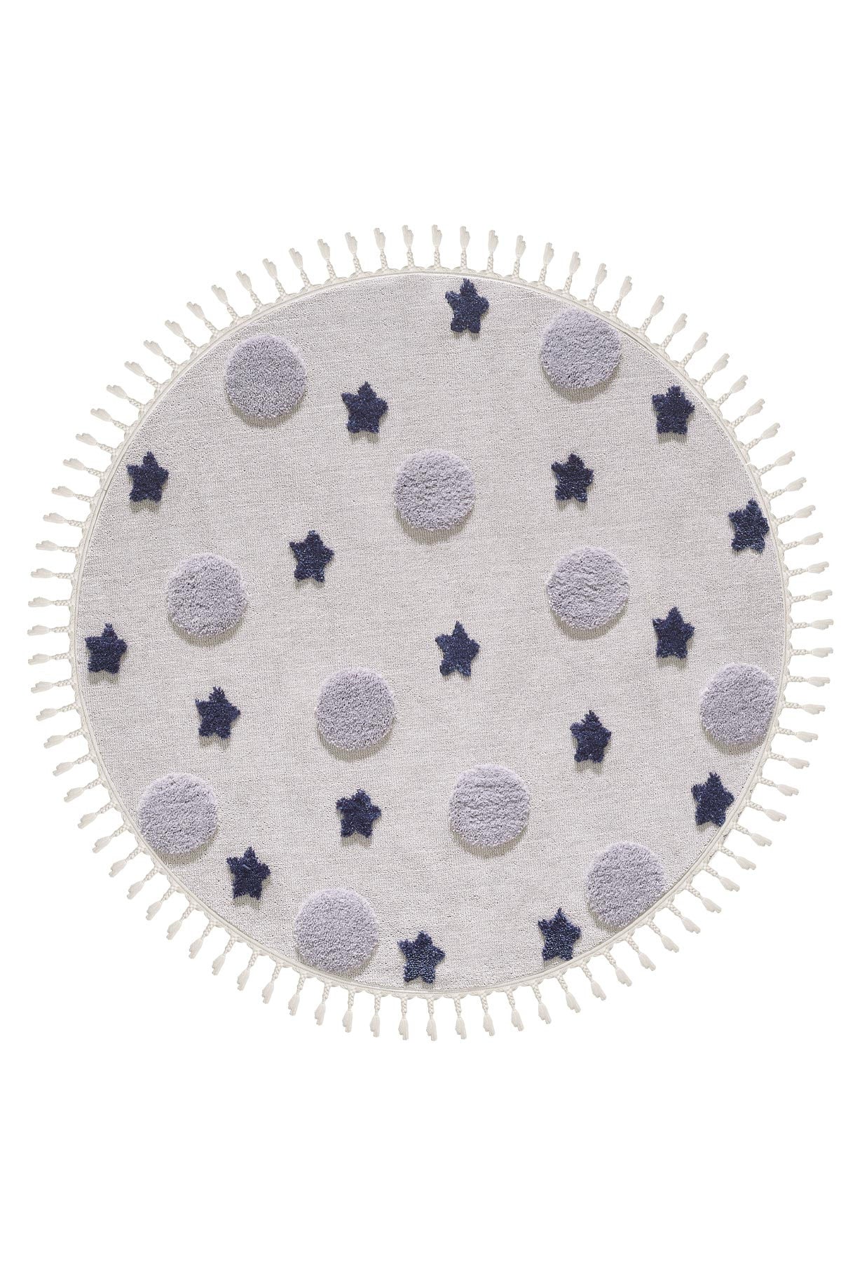 Empera-Kids Galaxy Daire Yuvarlak Takma Saçaklı Çocuk Halısı-1-Milagron.com