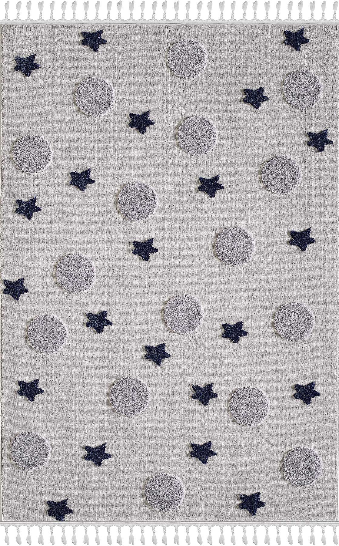 Empera-Kids Galaxy Yıldızlı Galaksi Takma Saçaklı Çocuk Halısı-1-Milagron.com