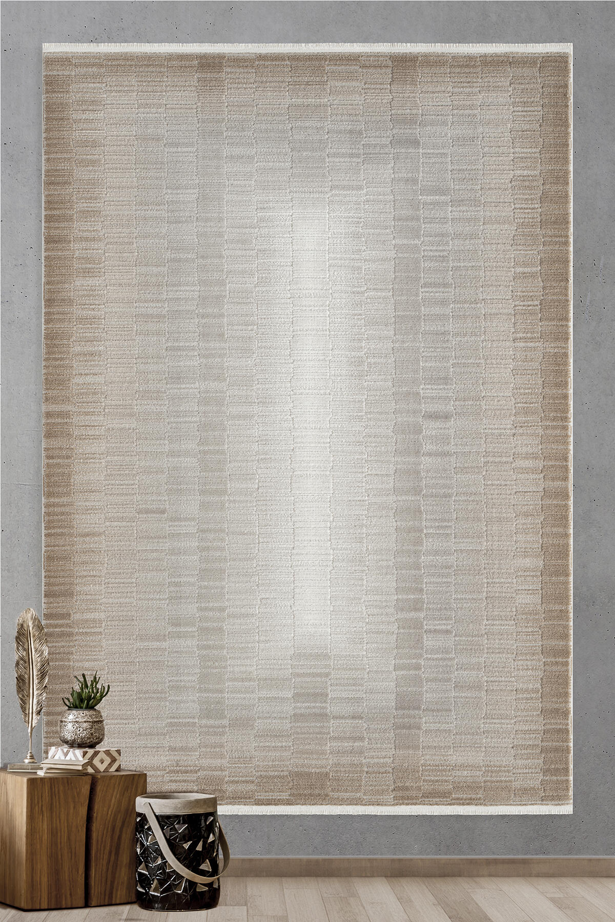 Empera-Pena Flax Çizgi Desenli Saçaklı Mutfak Halısı-2-Milagron.com