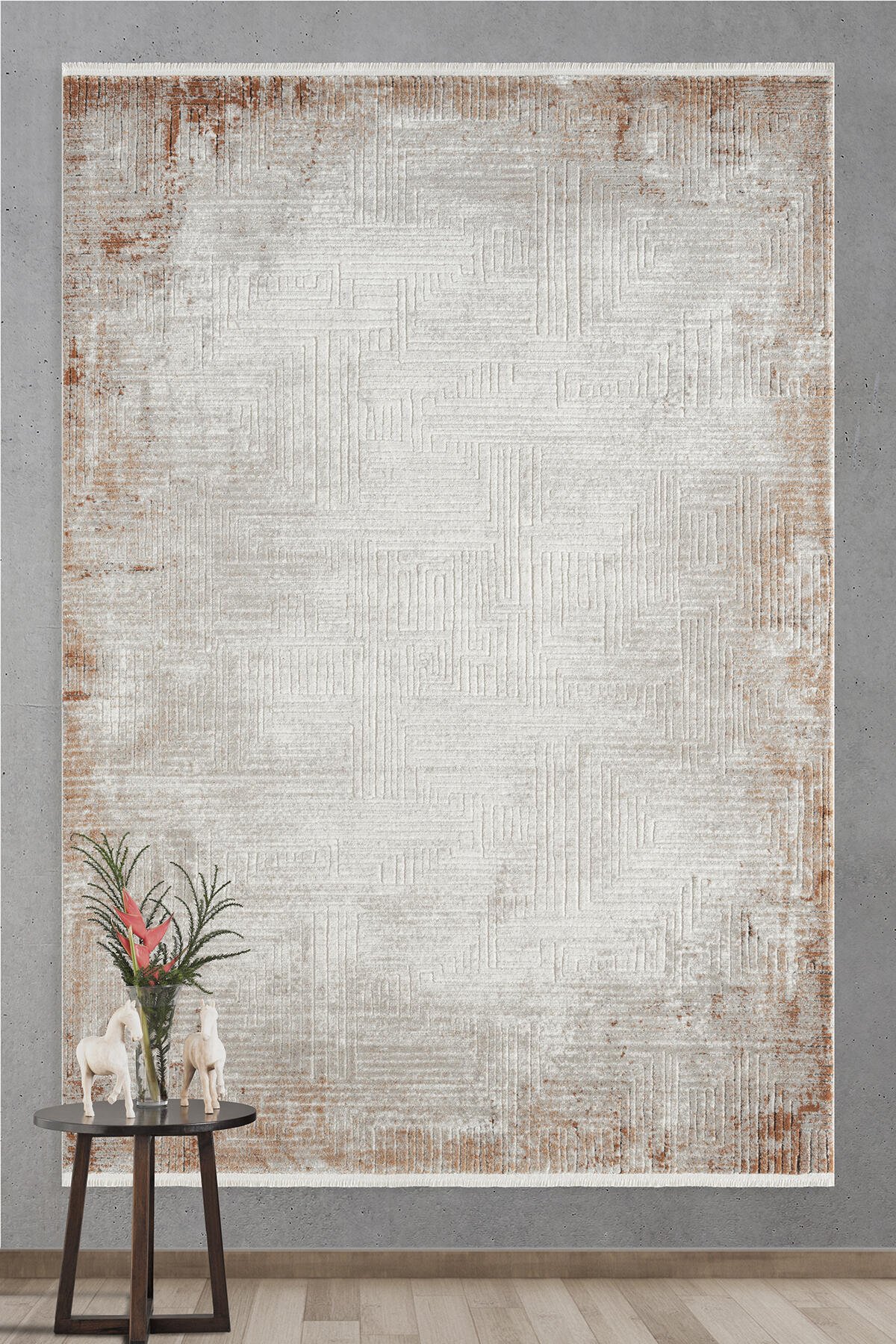 Empera-Pena Macaroon Geometrik Desenli Modern Halı-2-Milagron.com