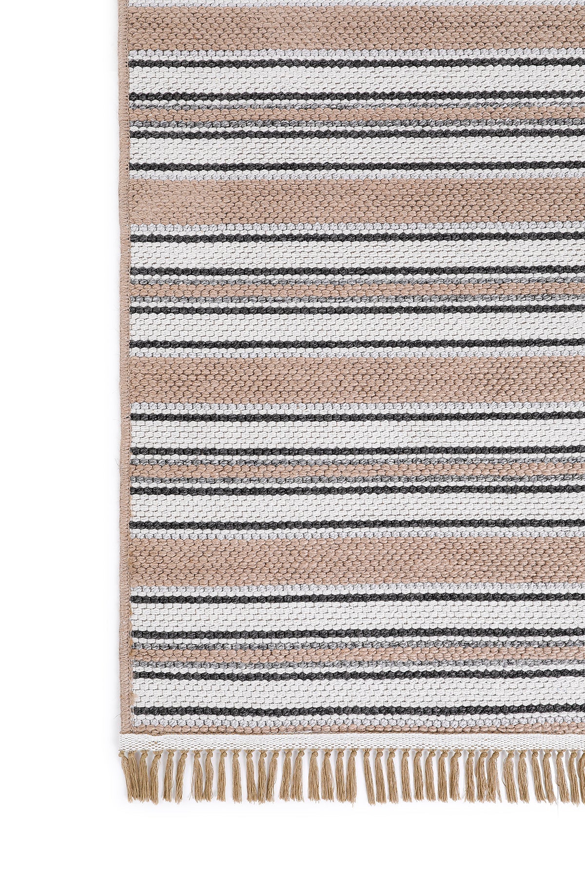 Empera-Qılım Ekru Modern Takma Saçaklı Kilim-2-Milagron.com