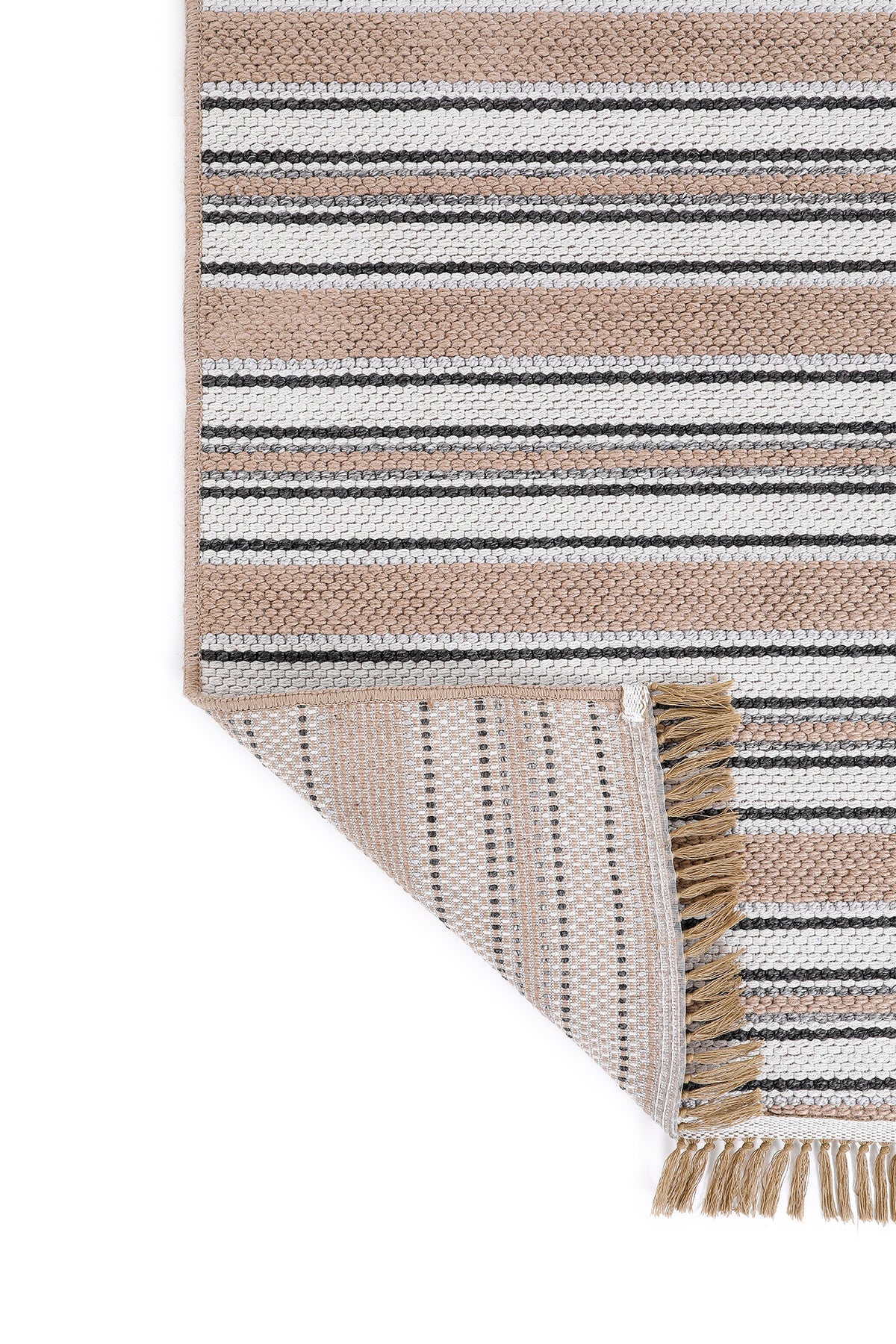 Empera-Qılım Ekru Modern Takma Saçaklı Kilim-3-Milagron.com