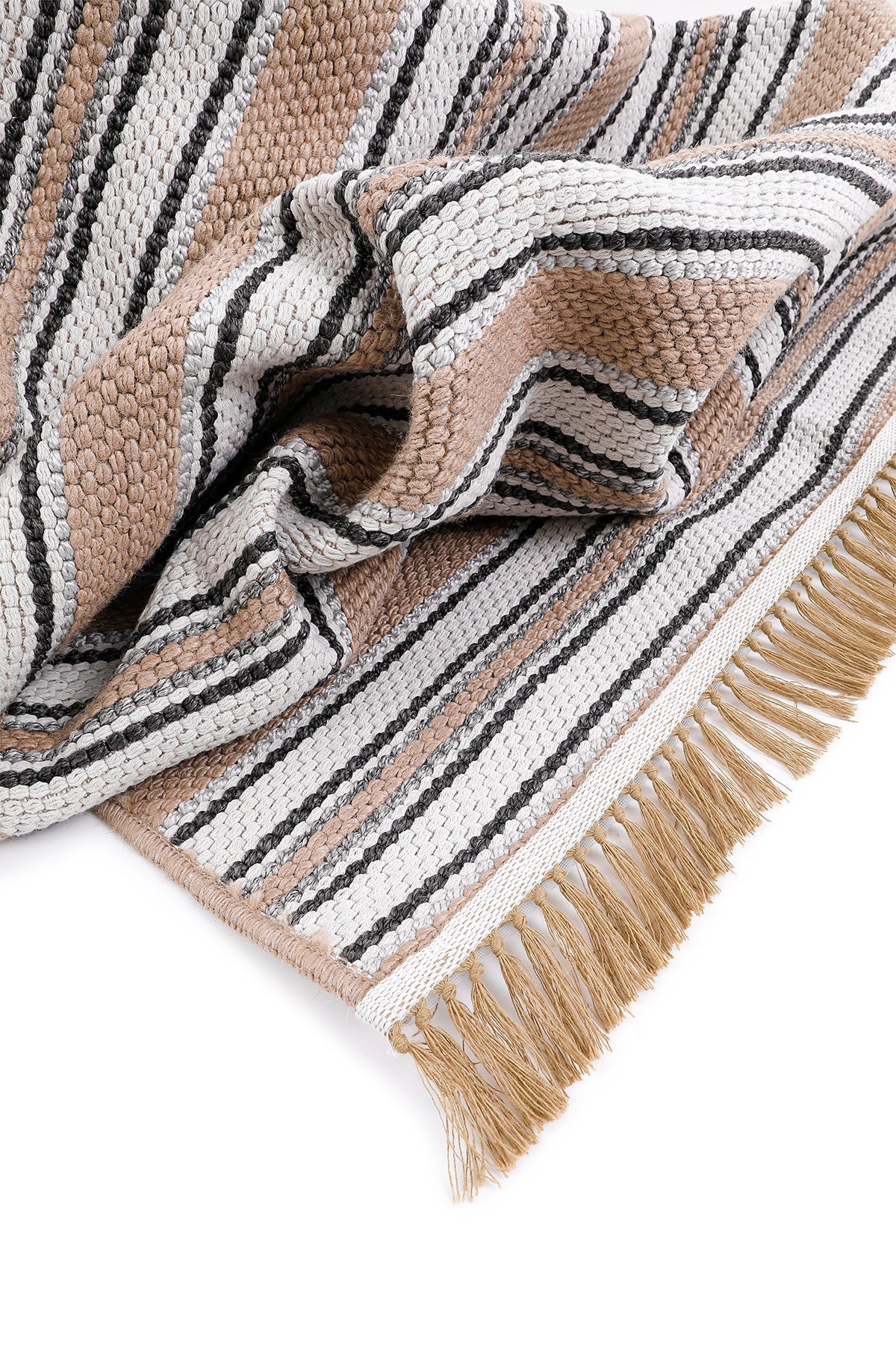 Empera-Qılım Ekru Modern Takma Saçaklı Kilim-5-Milagron.com