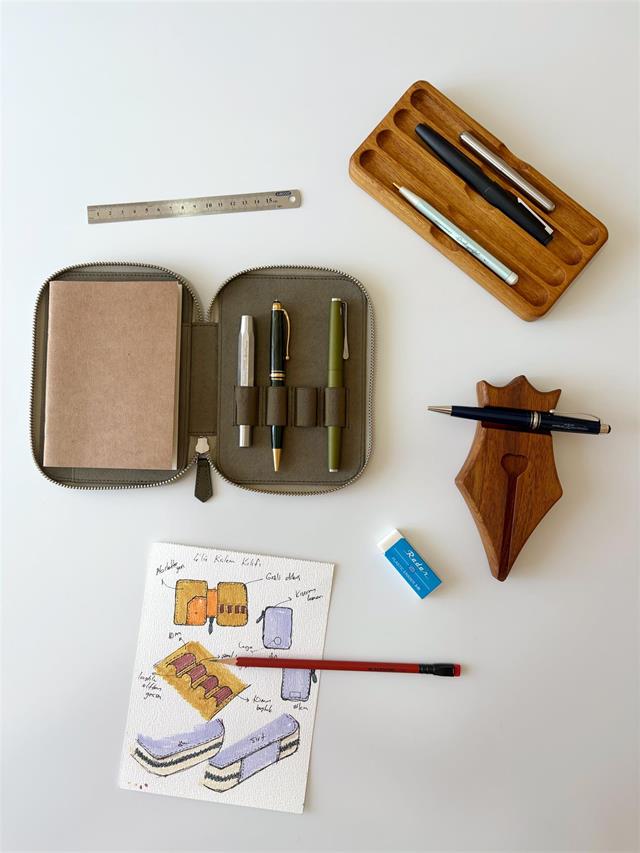 Eng Leather-A6 Ebatlı 4'lü Kalem Kılıfı Olive Green-Deri Kalem Çantası-2-Milagron.com