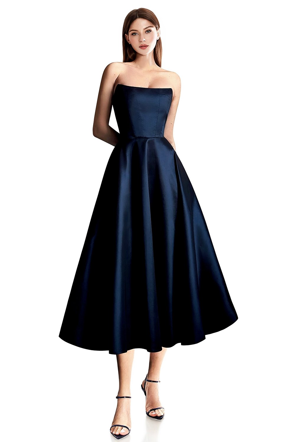 Esotte-Audrey Lacivert Midi Elbise-Elbise-1-Milagron.com