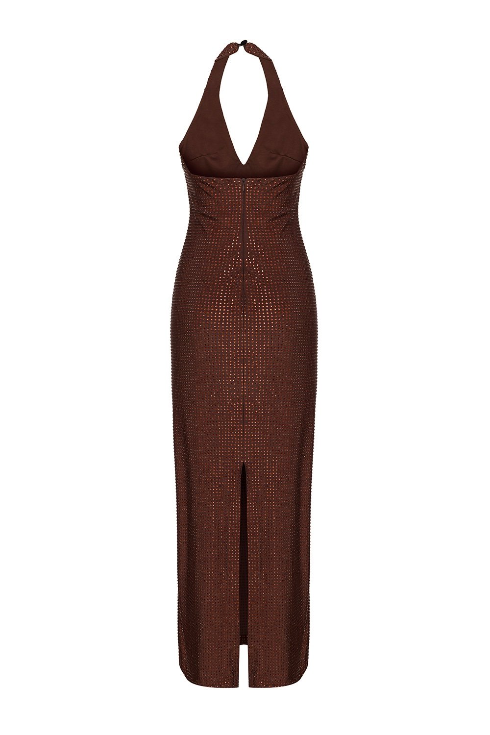 Esotte-Di̇xi̇e Taşlı Acı Kahve Elbise-Elbise-2-Milagron.com