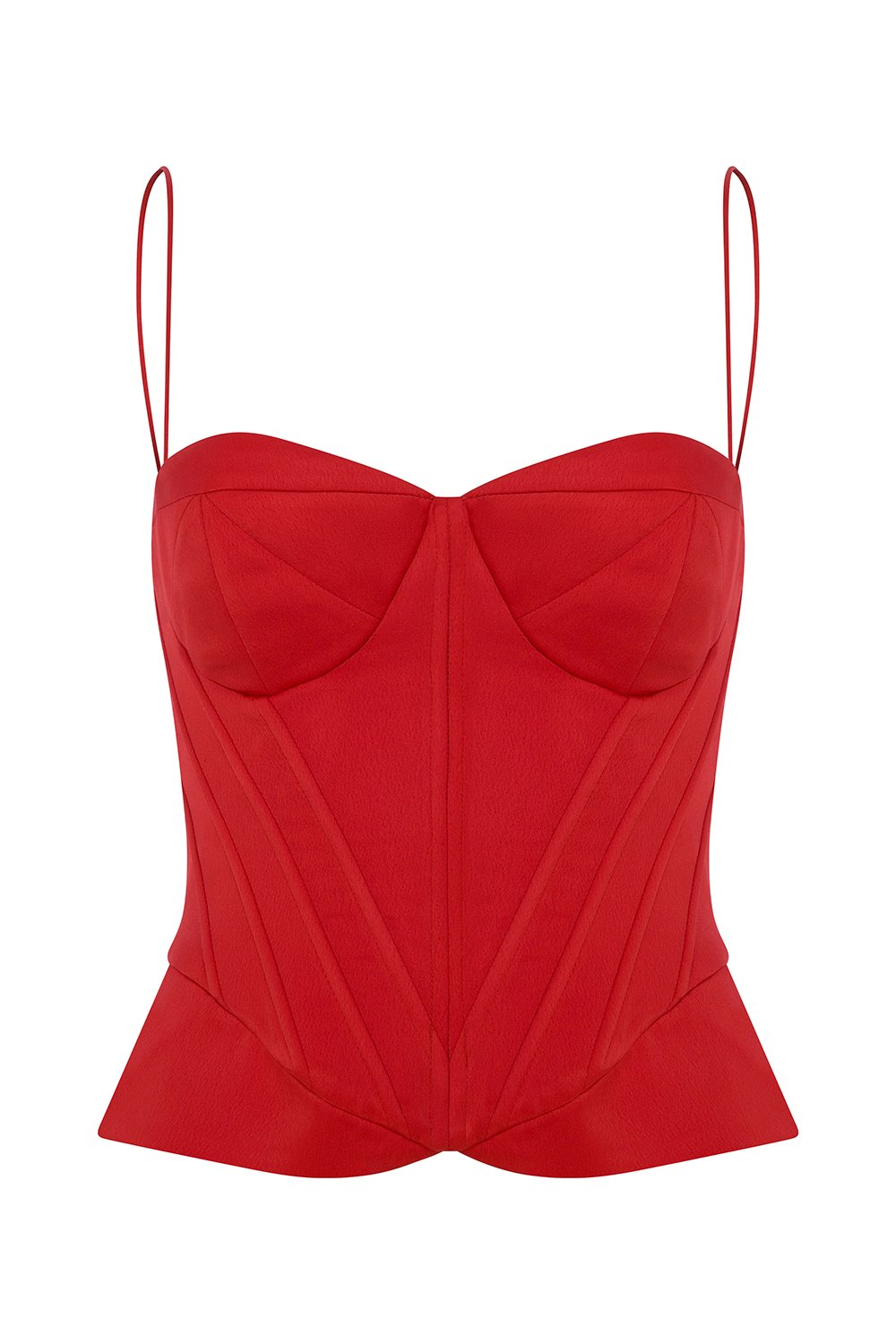 Esra Adıgüzel-Carmine - Kalp Yaka Balen Detaylı Kırmızı Saten Büstiyer-Bluz-2-Milagron.com