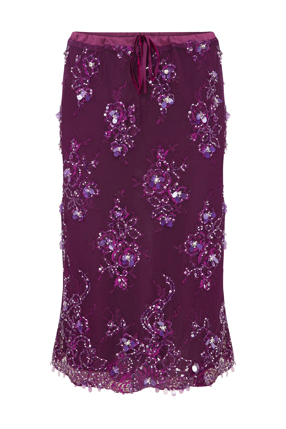 Esra Adıgüzel-Solea - Dantel Üzeri İşlemeli Beli Bağcıklı Etek-Etek-2-Milagron.com