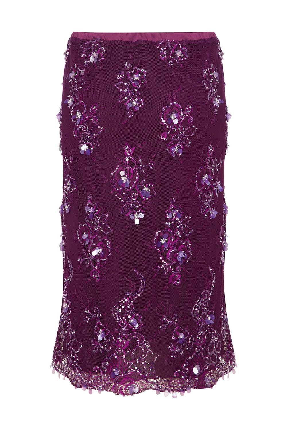 Esra Adıgüzel-Solea - Dantel Üzeri İşlemeli Beli Bağcıklı Etek-Etek-3-Milagron.com