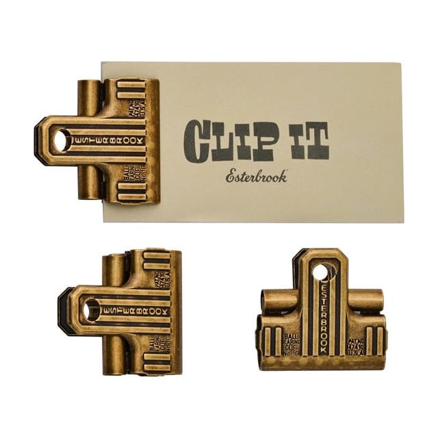 Esterbrook-Esterbrook Eclipse 3'lü Klips Seti Pirinç / Brass-Klips-1-Milagron.com