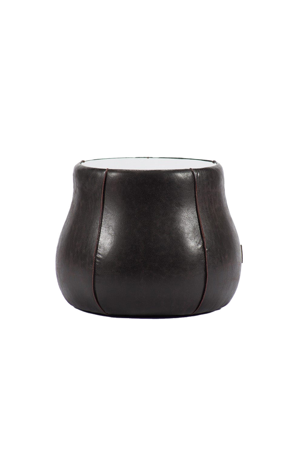 Estetik Decor-Plateau Medium Koyu Kahve Hakiki Sığır Derisi Laminasyonlu Füme Ayna Üstlü - Modern Yan Sehpa-Yan Sehpa-1-Milagron.com