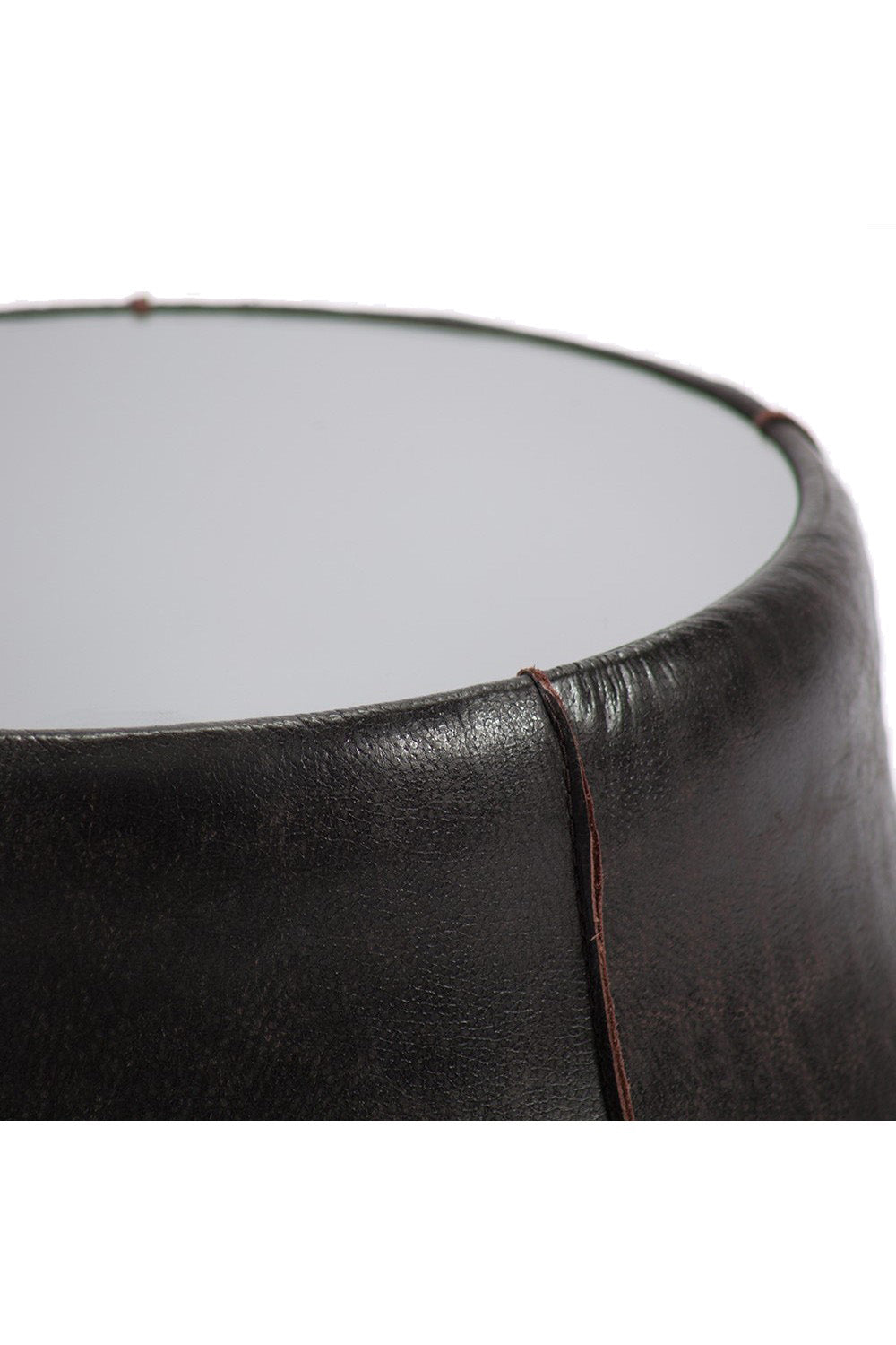 Estetik Decor-Plateau Medium Koyu Kahve Hakiki Sığır Derisi Laminasyonlu Füme Ayna Üstlü - Modern Yan Sehpa-Yan Sehpa-2-Milagron.com