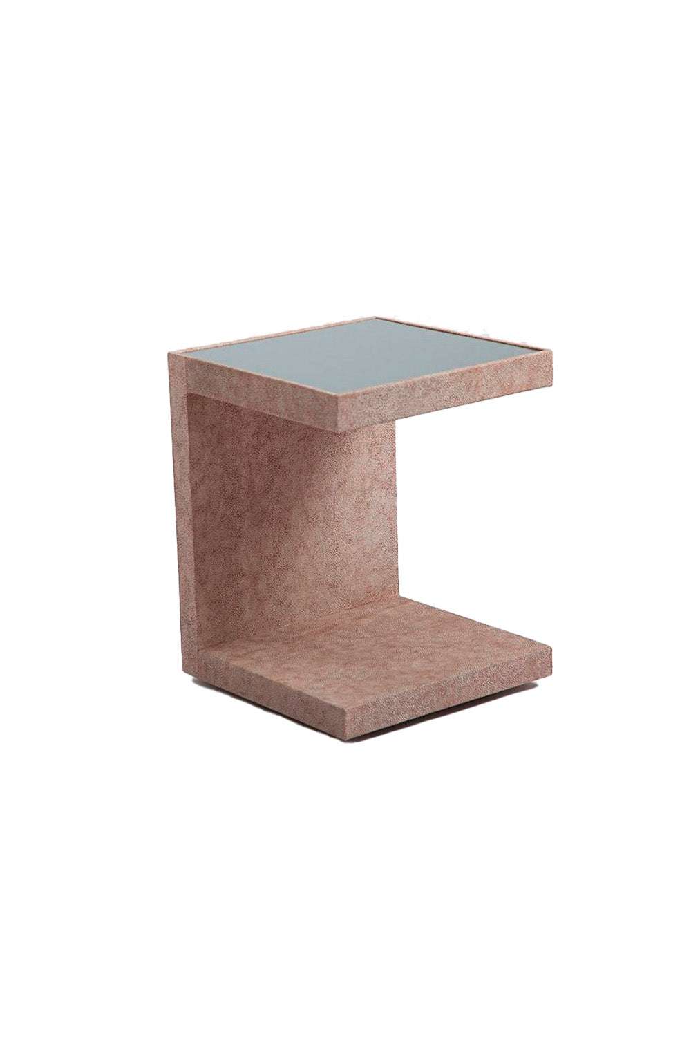 Estetik Decor-Pratika Yan Sehpa - Stingray Deri Kaplama Füme Ayna Üstlü Modern C Form Sehpa-Yan Sehpa-1-Milagron.com