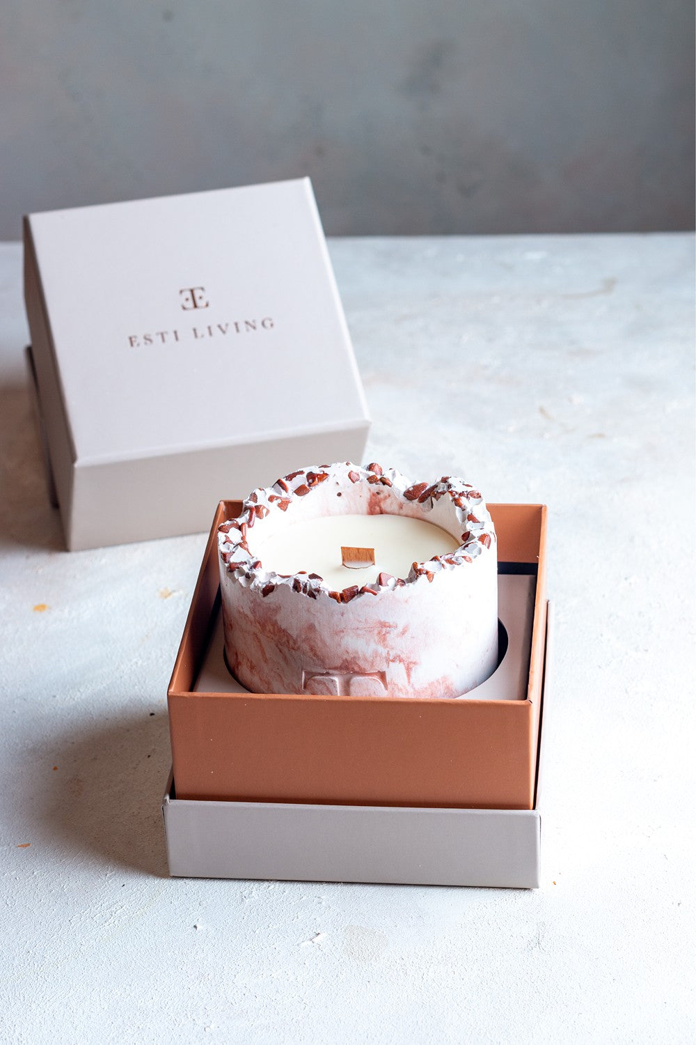 Esti Living-Copper Charm Taşlı Büyük Boy Mum-Mum-2-Milagron.com