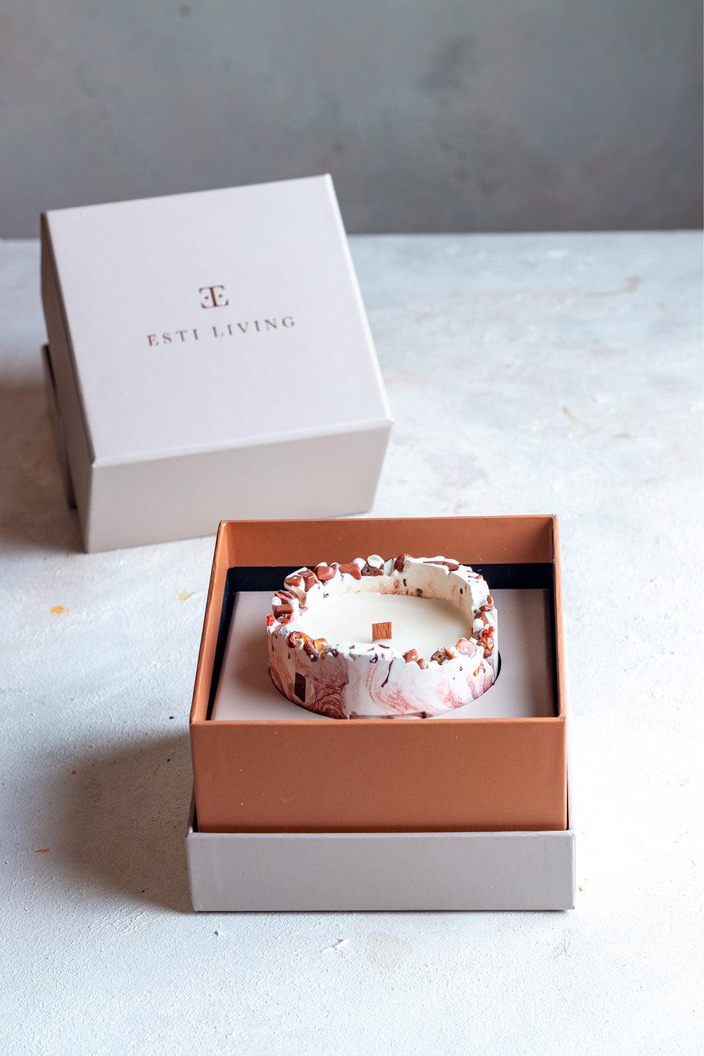 Esti Living-Copper Charm Taşlı Küçük Boy Mum-Mum-4-Milagron.com