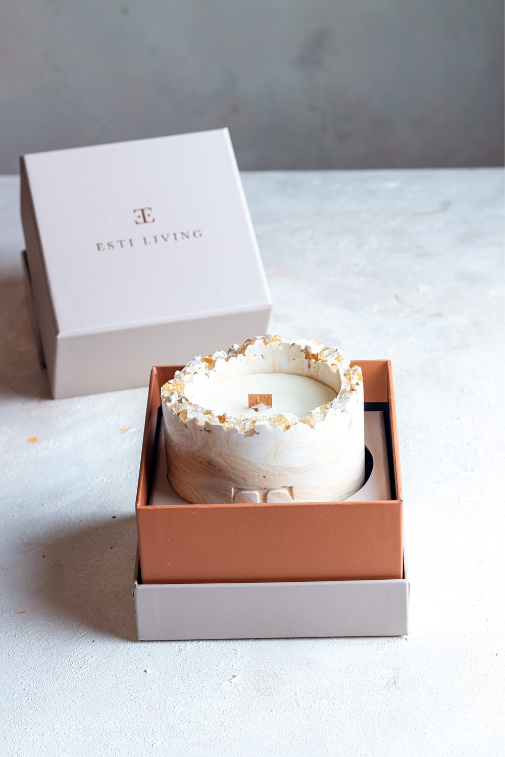 Esti Living-Fresh Bloom Taşlı Büyük Boy Mum-Mum-2-Milagron.com