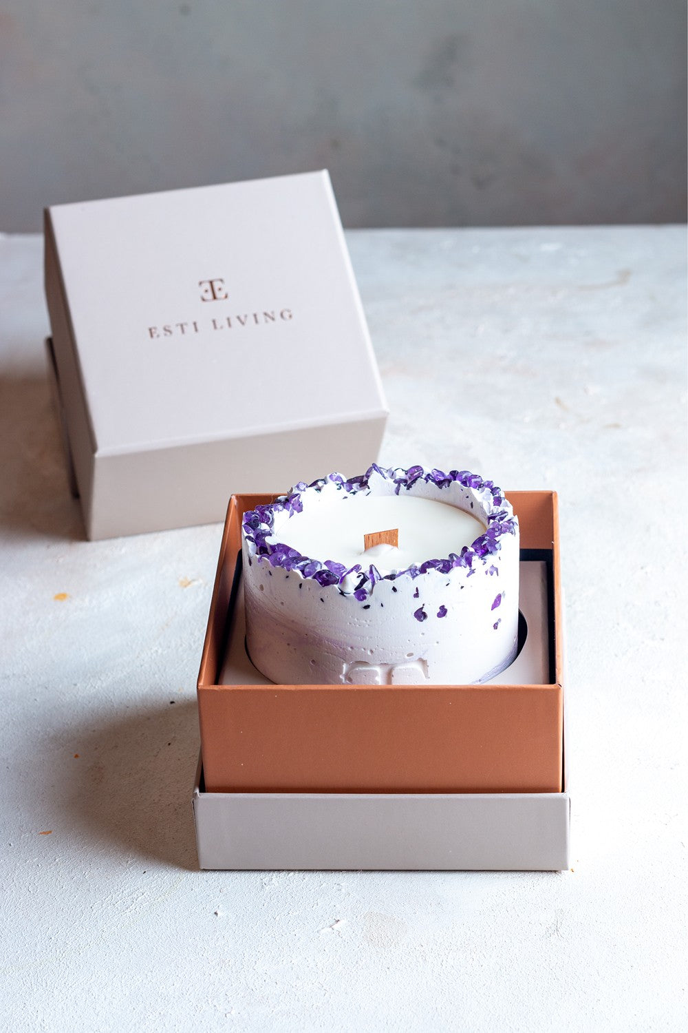 Esti Living-Lavender Taşlı Büyük Boy Mum-Mum-2-Milagron.com