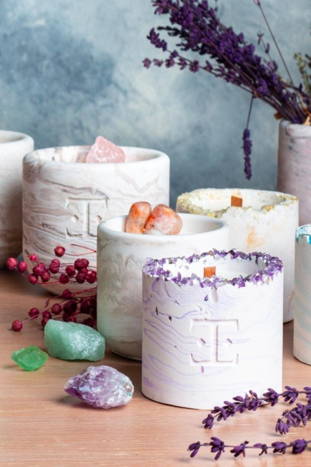 Esti Living-Lavender Taşlı Küçük Boy Mum-Mum-1-Milagron.com