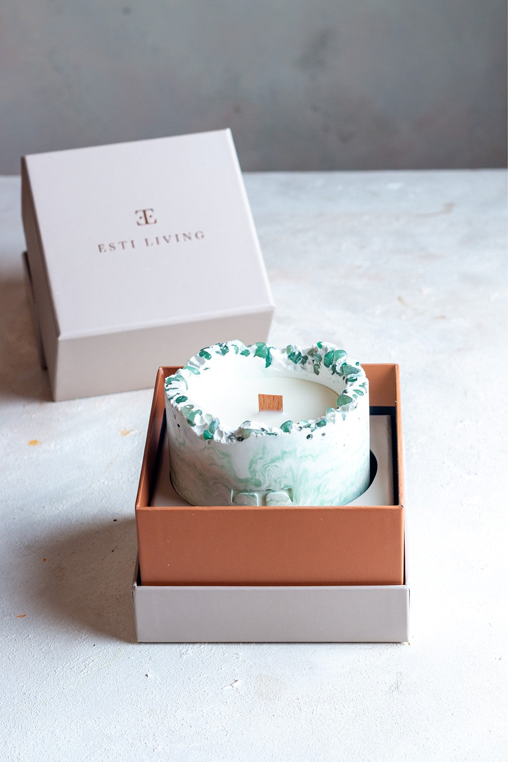 Esti Living-Mystic Green Taşlı Büyük Boy Mum-Mum-2-Milagron.com