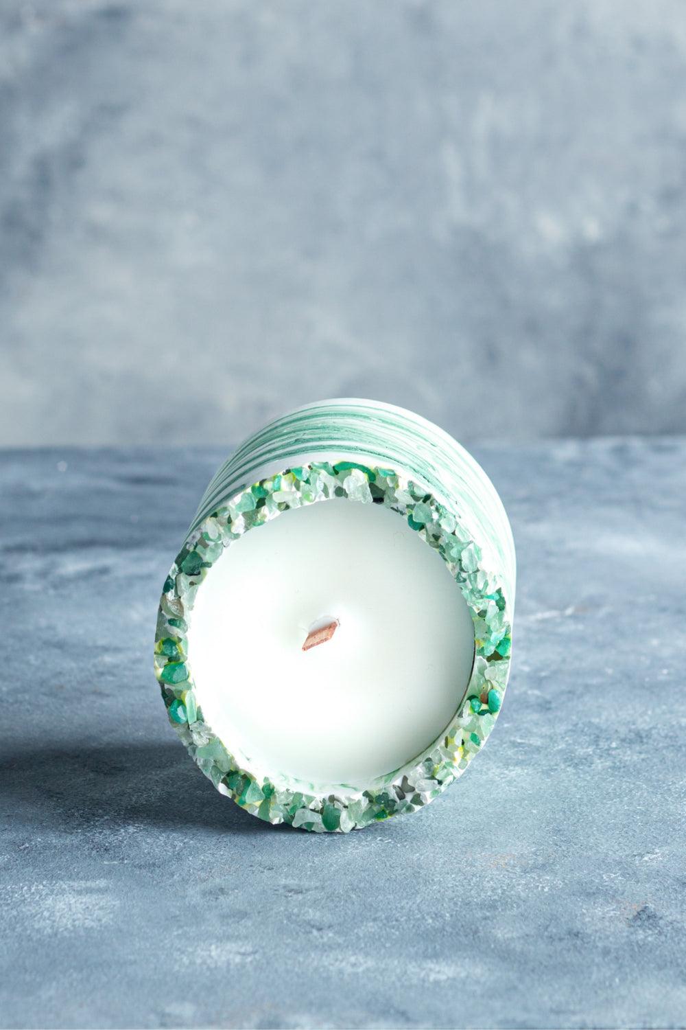 Esti Living-Mystic Green Taşlı Küçük Boy Mum-Mum-1-Milagron.com