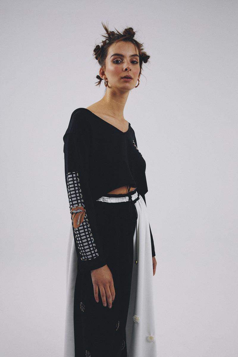 Eudoimonia-Charm Card V Neck Sweatshirt-Sweatshirts & Hoodies-2-Milagron.com