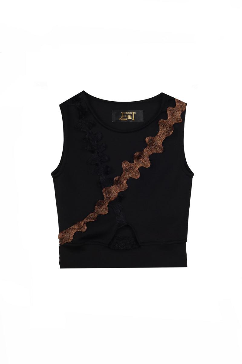 Eudoimonia-Daimon Halter Neck Crop-top-Top-2-Milagron.com