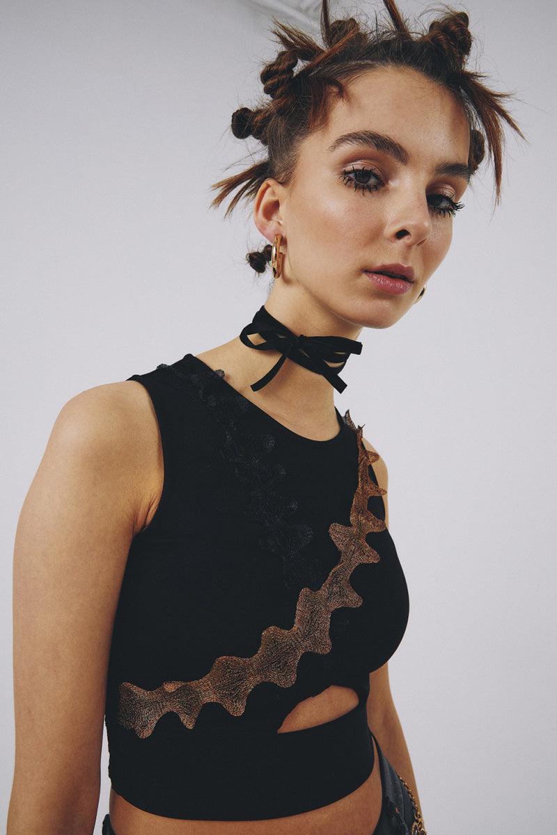 Eudoimonia-Daimon Halter Neck Crop-top-Top-4-Milagron.com