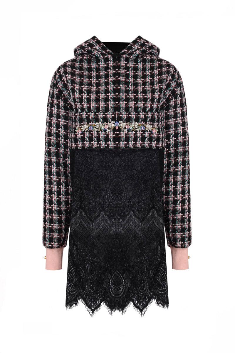 Eudoimonia-Mary Of Magdalene- Tweed Sweatshirt Crop-Sweatshirts & Hoodies-1-Milagron.com