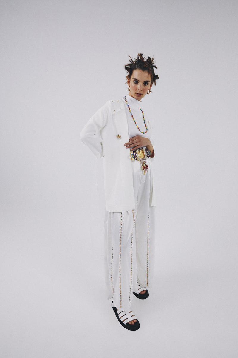 Eudoimonia-Phrase White Tulle Detailed Jacket- Beyaz Tül Detaylı Ceket-Ceket-2-Milagron.com