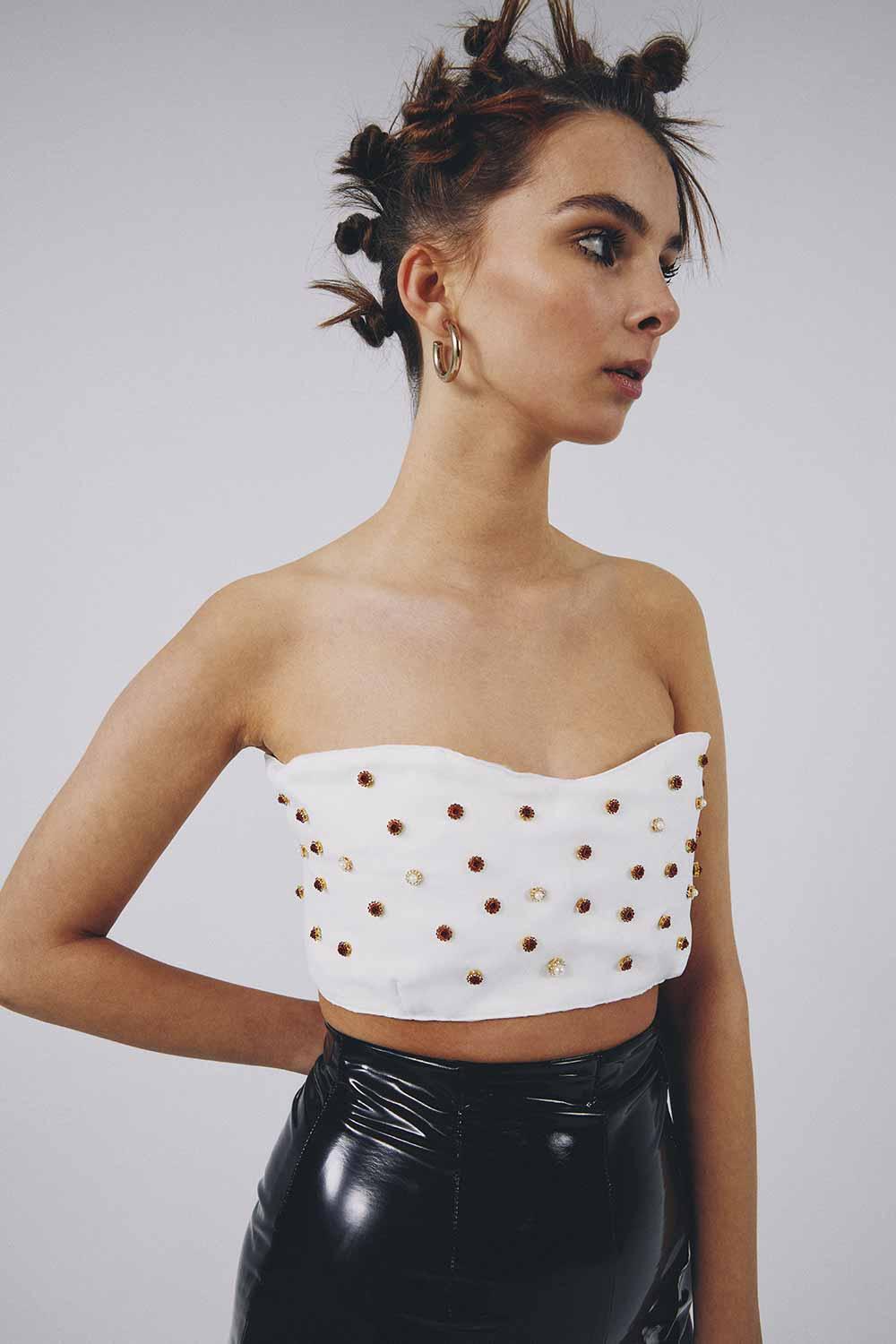 Eudoimonia-Rose Saten Crop Top-Top-3-Milagron.com