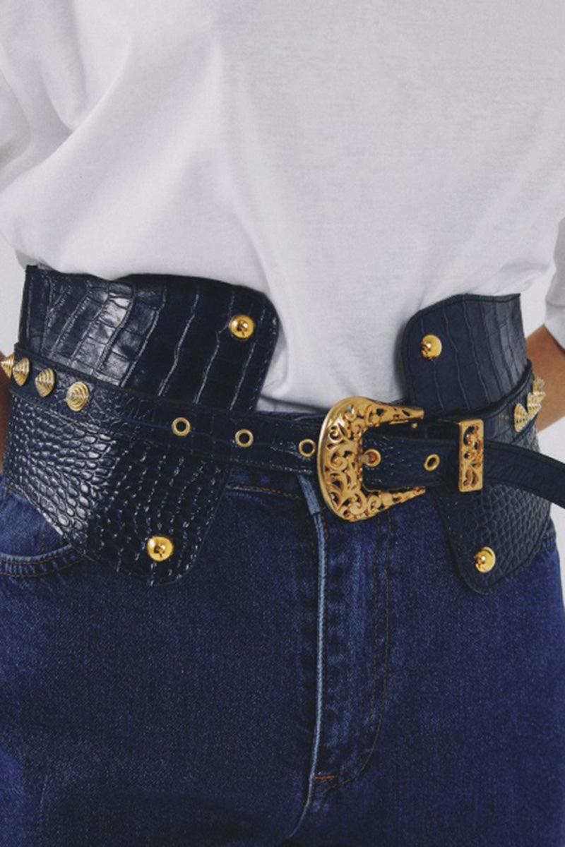 Eudoimonia-Tor Chic Leather Belt - Navy Blue Leather Belt – Marked Design-Kemer-1-Milagron.com
