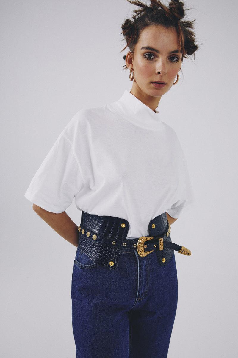 Eudoimonia-Tor Chic Leather Belt - Navy Blue Leather Belt – Marked Design-Kemer-3-Milagron.com