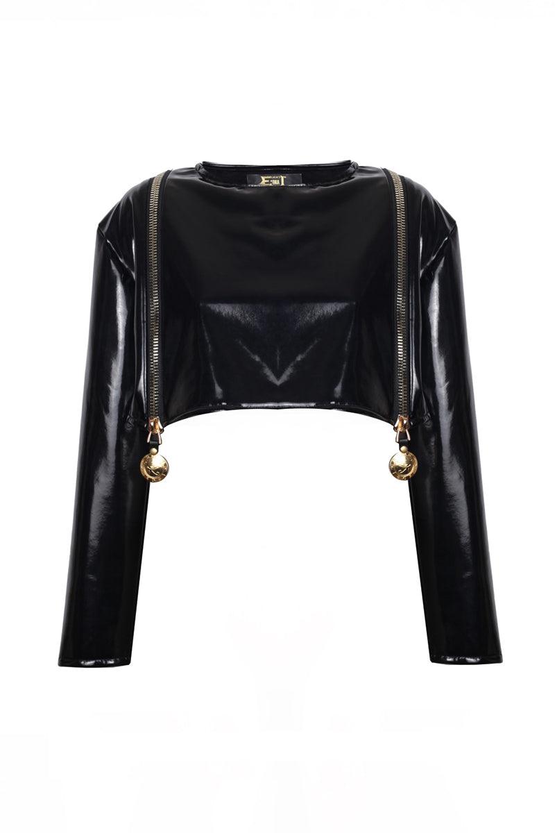 Eudoimonia-Trinity Latex Crop-Top-1-Milagron.com