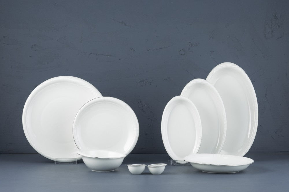 Evaliza Stripe Platin 30 Parça 6 Kişilik Porselen Yemek Takımı