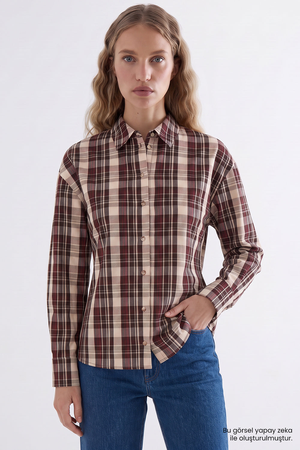 Arka Pilili Uzun Kollu Slim Fit Çıt Çıtlı Çok Renkli Gömlek