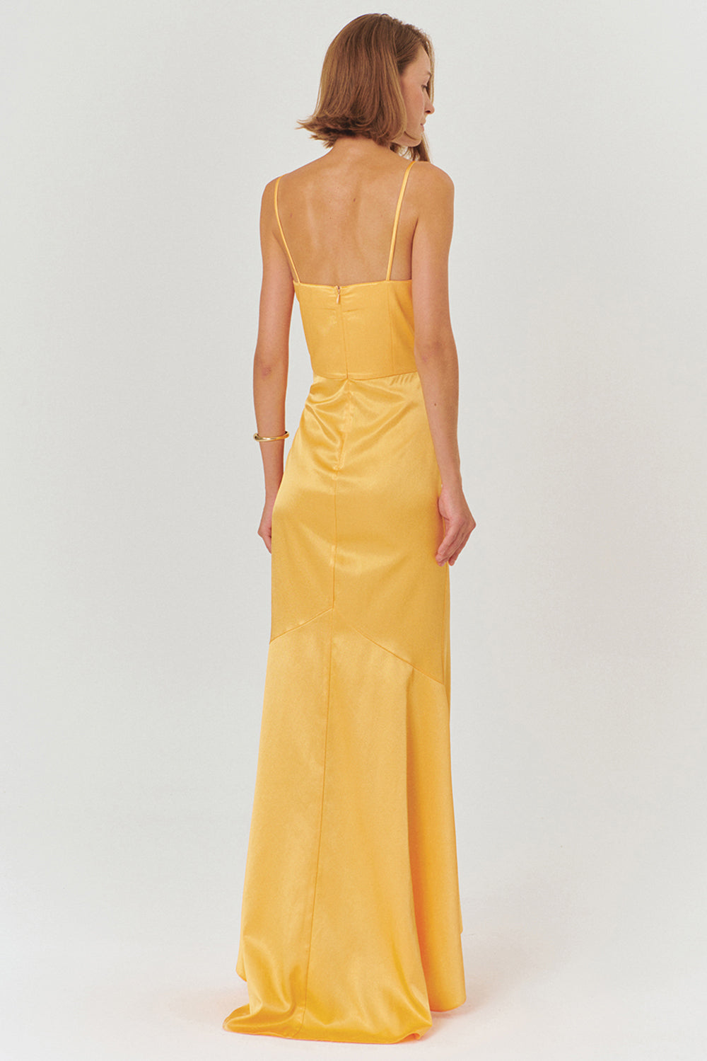 Exquise-Askılı A Kesim Regular Fit Saten Maxi Elbise-ELBİSE-5-Milagron.com