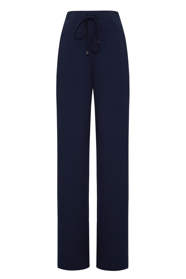 Exquise-Bağcık Detaylı Rahat Kesim Lacivert örme Pantolon-Pantolon-6-Milagron.com