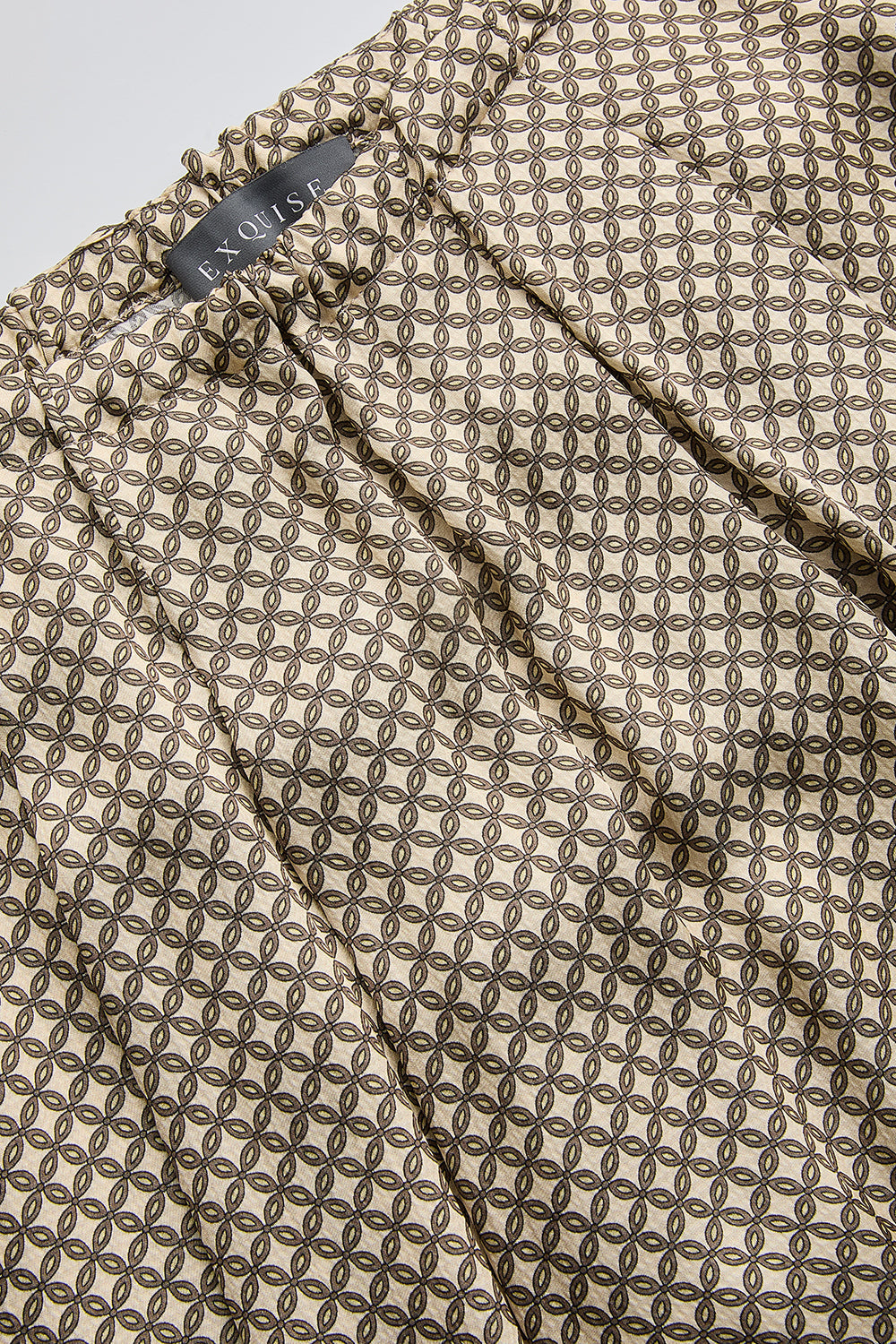 Exquise-Bağcıklı Beli Lastikli Desenli Regular Midi çok Renkli Etek-ETEK-7-Milagron.com