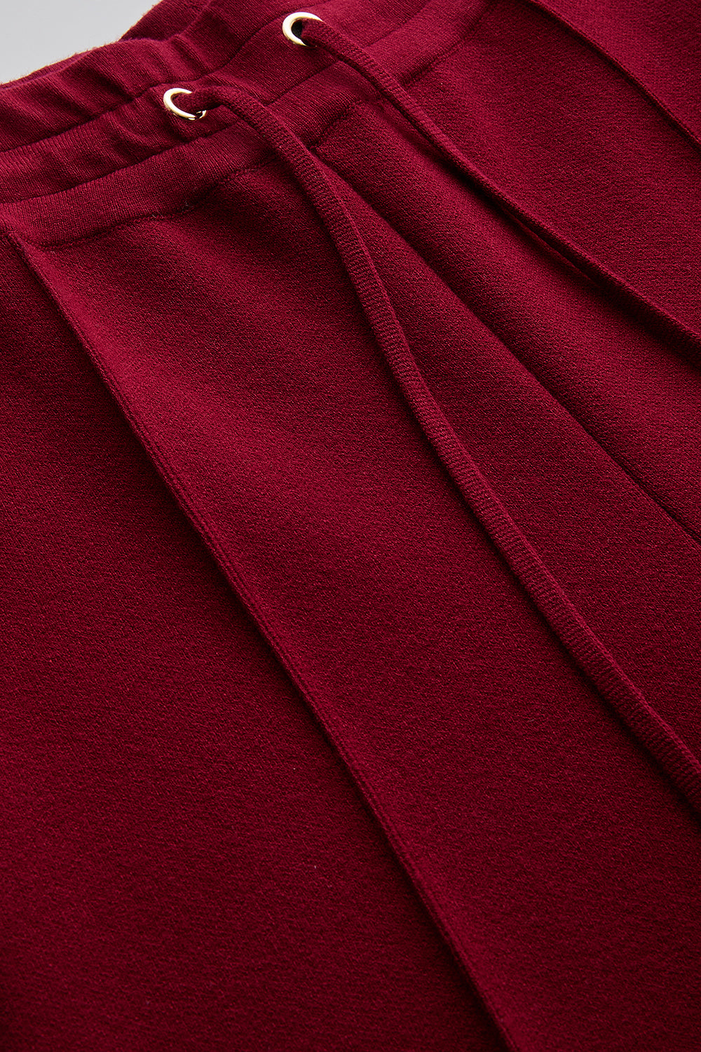 Exquise-Bağcıklı Regular Triko Vişne Pantolon-PANTOLON-5-Milagron.com