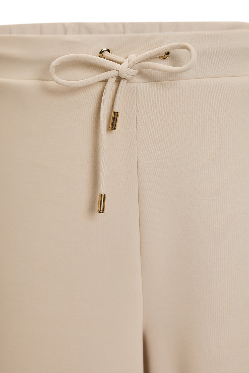 Exquise-Bağcıklı Regular örme Krem Pantolon-PANTOLON-3-Milagron.com