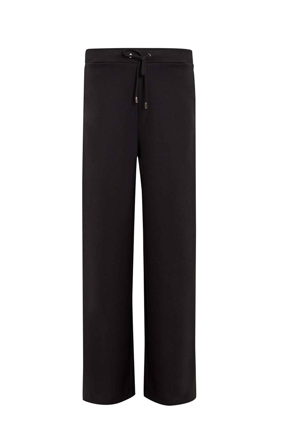 Exquise-Bağcıklı Regular örme Siyah Pantolon-PANTOLON-1-Milagron.com