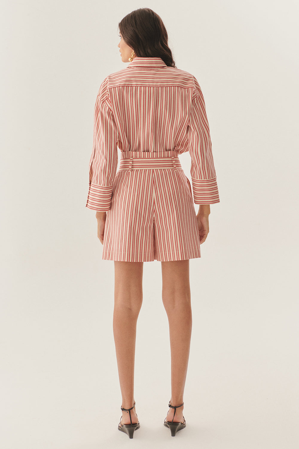 Exquise-Bağlamalı Kırmızı Çizgili şort-Şort-4-Milagron.com