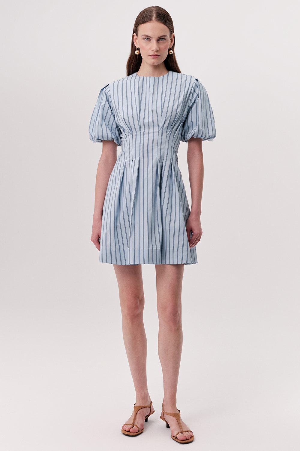 Balon Kollu Bele Oturan Cepli Regular Mini Çok Renkli Elbise