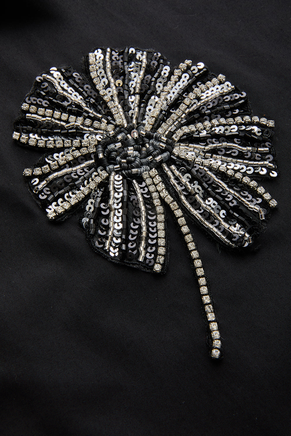 Exquise-Belden Bağlamalı Taş İşleme Detaylı Pamuklu Kısa Kol Siyah Gömlek-Gömlek-5-Milagron.com