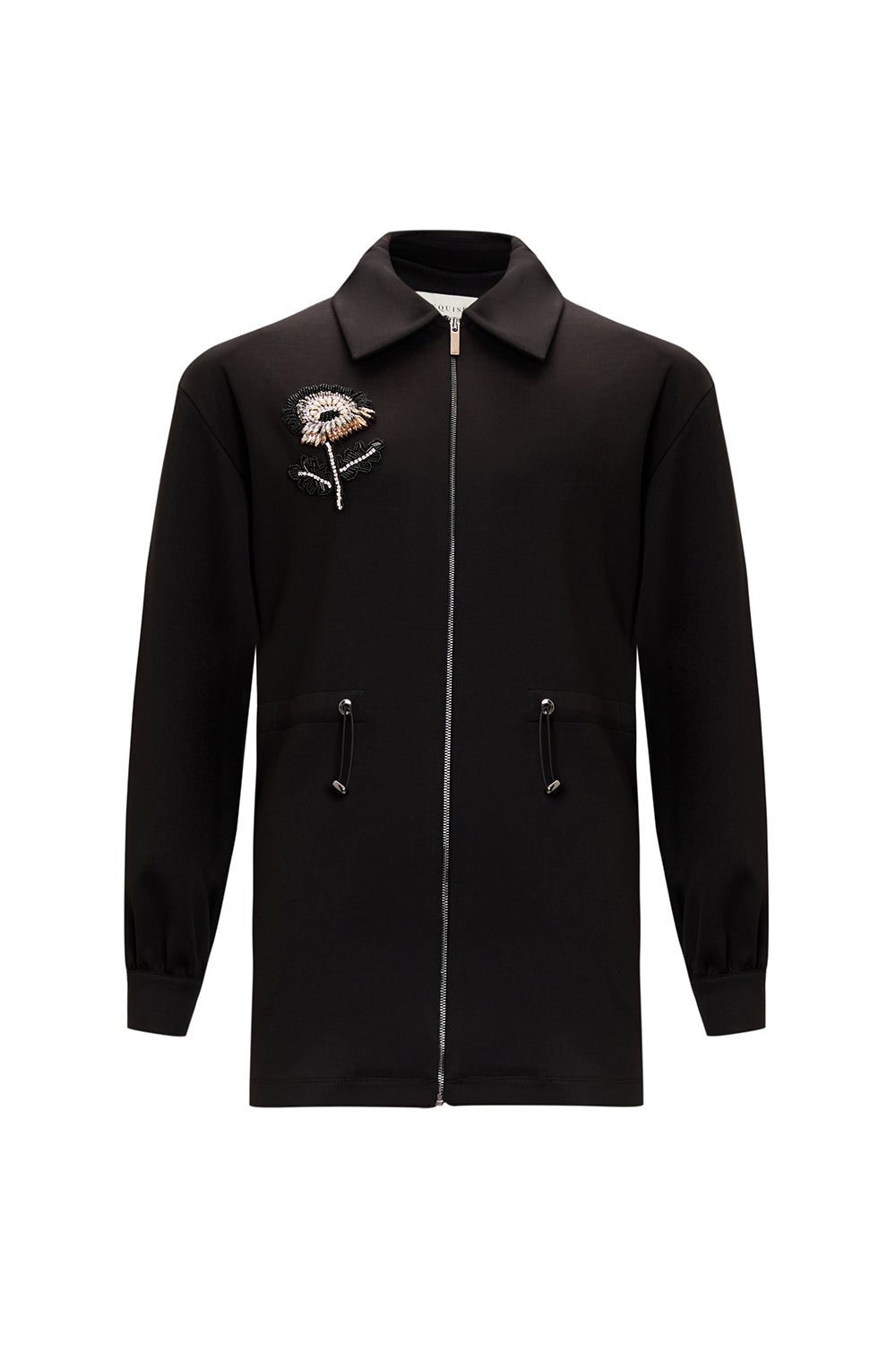 Exquise-Beli Bağcıklı örme İşlemeli Sweatshirt-SWEATSHIRT-1-Milagron.com